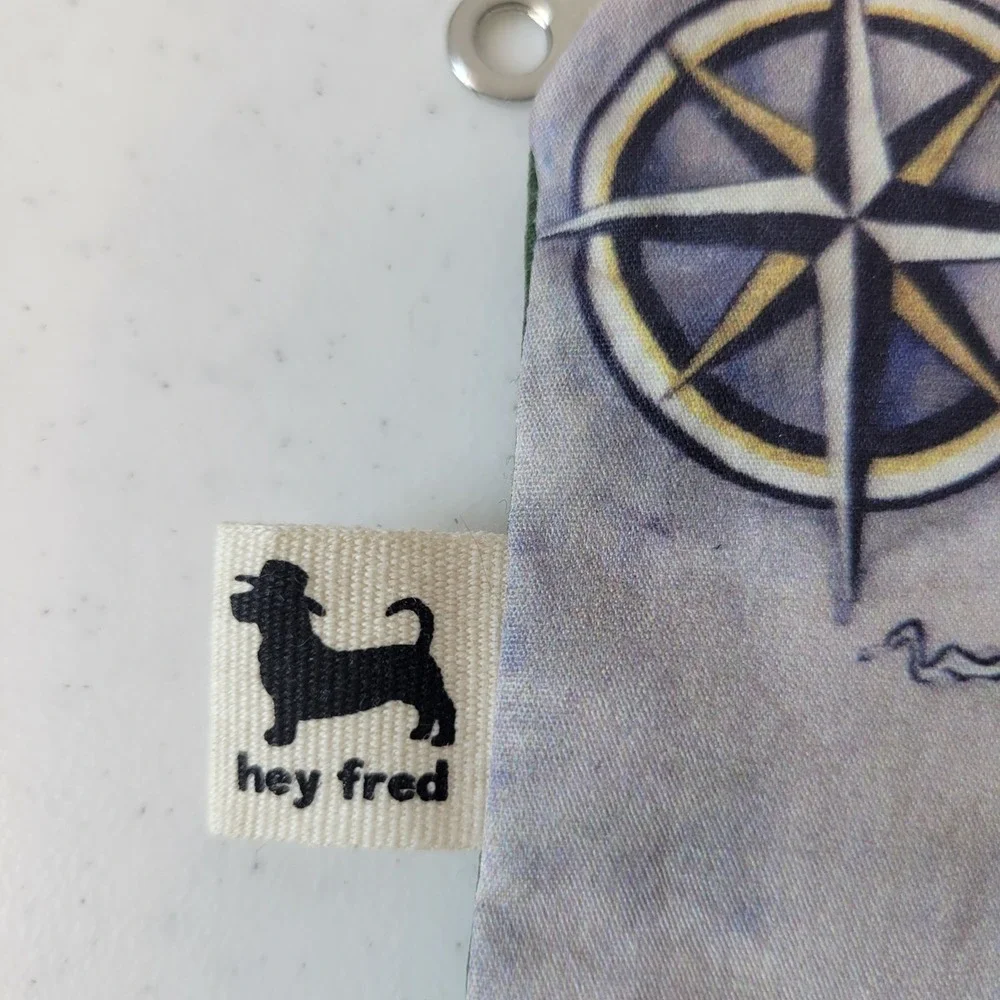 Hey Fred Zipper Pouch Unisex Small Blue North Carolina Lighthouses Waxed Canvas